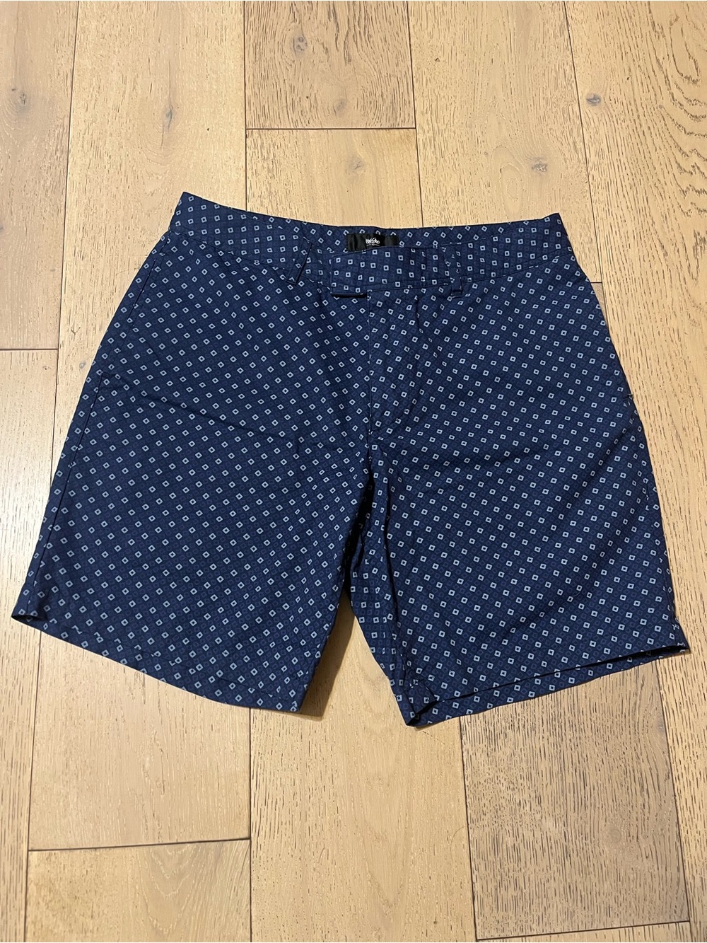 Mossimo Supply Co. Navy Blue Diamond-Print Flat Front Men's Shorts